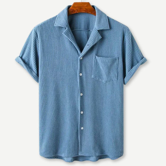 Heren Knitted Waffle Shirt Casual Stijl 1