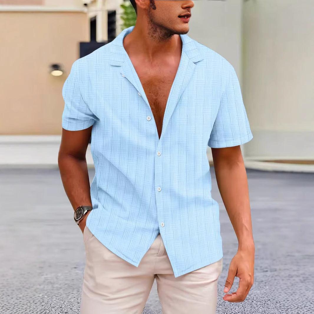 Heren Korte Mouw Shirt Klassieke Pasvorm Katoen-Linnenmix 2