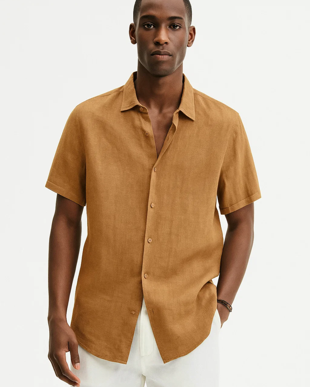 Heren Korte Mouwen Casual Shirt met Borstzak 3