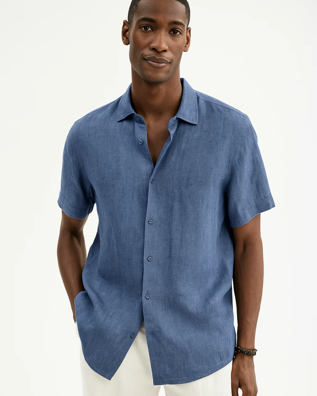 Heren Korte Mouwen Casual Shirt met Borstzak 5