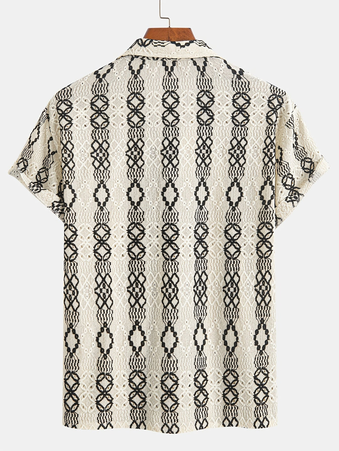 Heren Korte Mouwen Shirt Met Gebroken Patroon En Borduurwerk 6