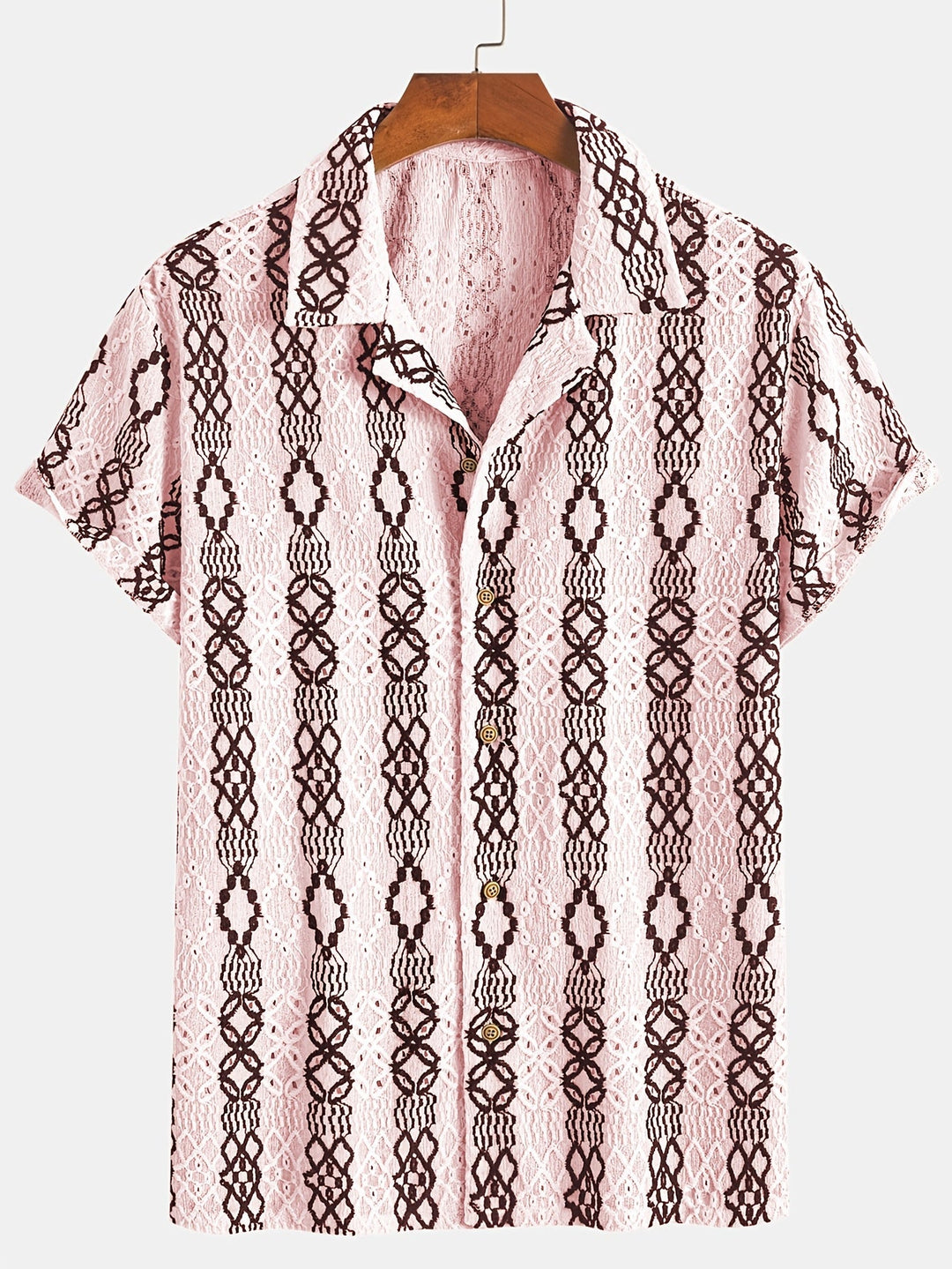 Heren Korte Mouwen Shirt Met Gebroken Patroon En Borduurwerk 9