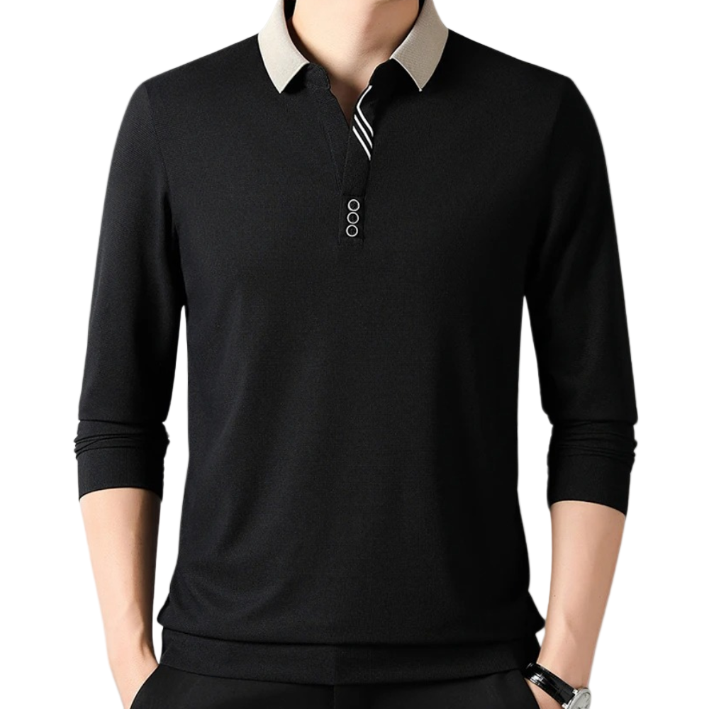 Heren Langærmede Poloshirt Klassiek Stijl 1