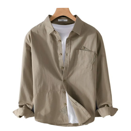 Heren Lange Mouw Shirt Casual Katoen en Linnen 0