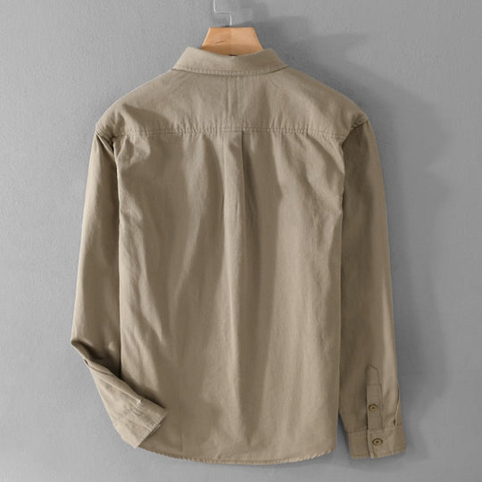 Heren Lange Mouw Shirt Casual Katoen en Linnen 1