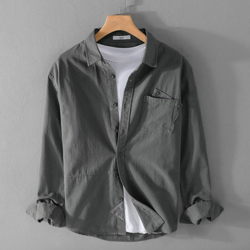 Heren Lange Mouw Shirt Casual Katoen en Linnen 2