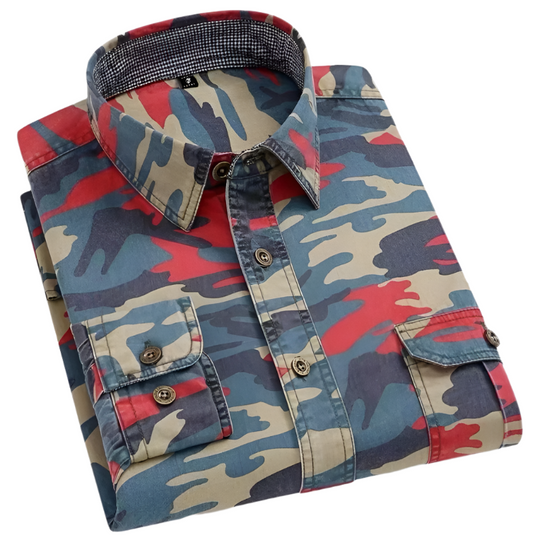 Heren Lange Mouwen Camo Shirt Klassiek Katoen 0