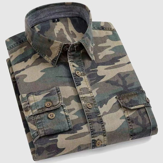 Heren Lange Mouwen Camo Shirt Klassiek Katoen 1