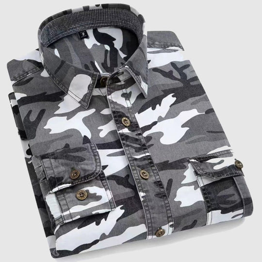 Heren Lange Mouwen Camo Shirt Klassiek Katoen 2