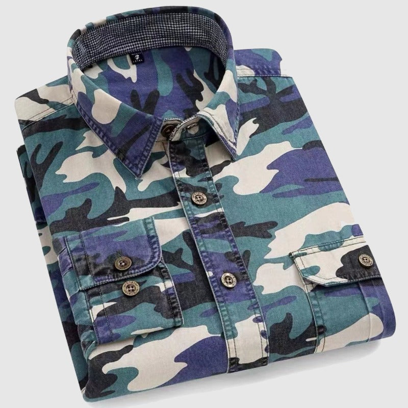 Heren Lange Mouwen Camo Shirt Klassiek Katoen 3
