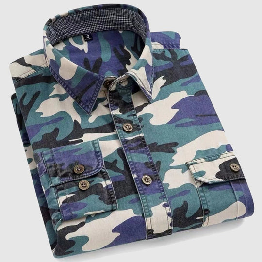 Heren Lange Mouwen Camo Shirt Klassiek Katoen 3