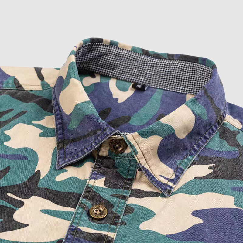 Heren Lange Mouwen Camo Shirt Klassiek Katoen 5