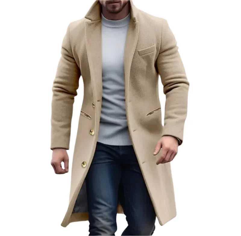 Heren Lange Trenchcoat Klassieke Stijl 4