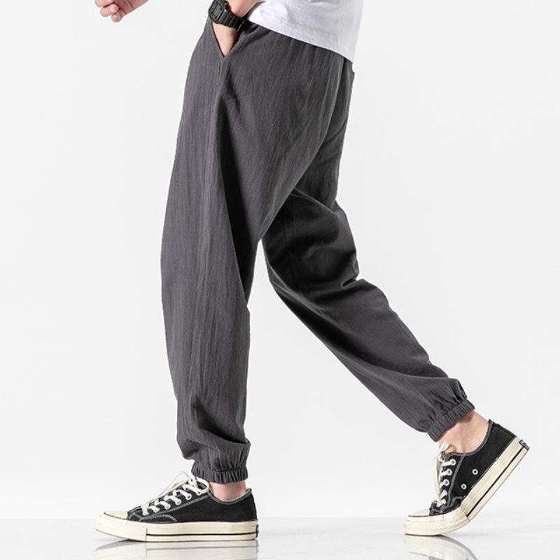 Heren Linnen Broek Comfortabele Snit Katoen 1