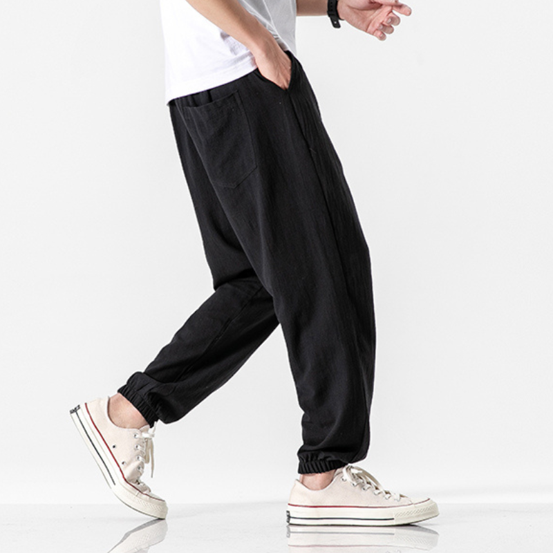 Heren Linnen Broek Comfortabele Snit Katoen 5