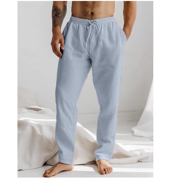 Heren Linnen Broek Relaxed Fit Ademend Met Touwtjes 2