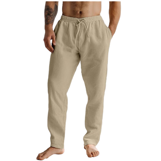 Heren Linnen Broek Relaxed Fit Ademend Met Touwtjes 3