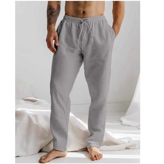 Heren Linnen Broek Relaxed Fit Ademend Met Touwtjes 4