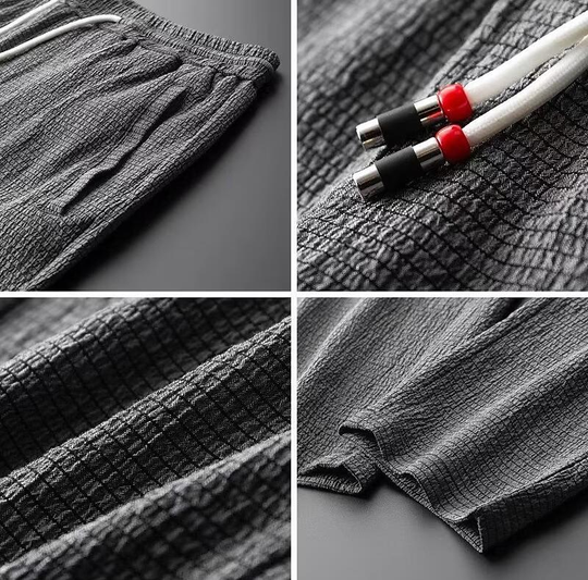 Heren Loungewear Set V-hals Lange Mouwen Katoen Linnen Mix 3
