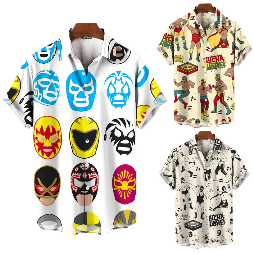 Heren Luchador Shirt Bundel Casual Katoen 0