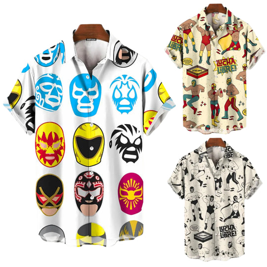 Heren Luchador Shirt Bundel Casual Katoen 0