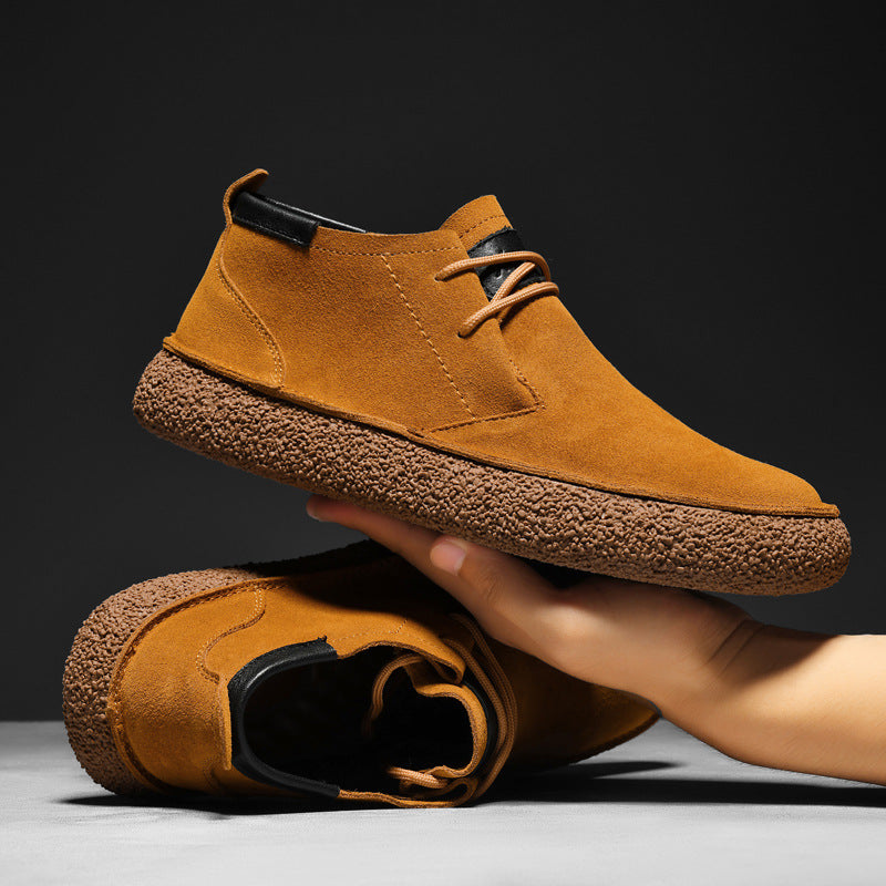 Heren Mid-Top Loafers met Textuur en Vetersluiting 0