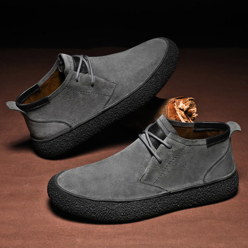 Heren Mid-Top Loafers met Textuur en Vetersluiting 2