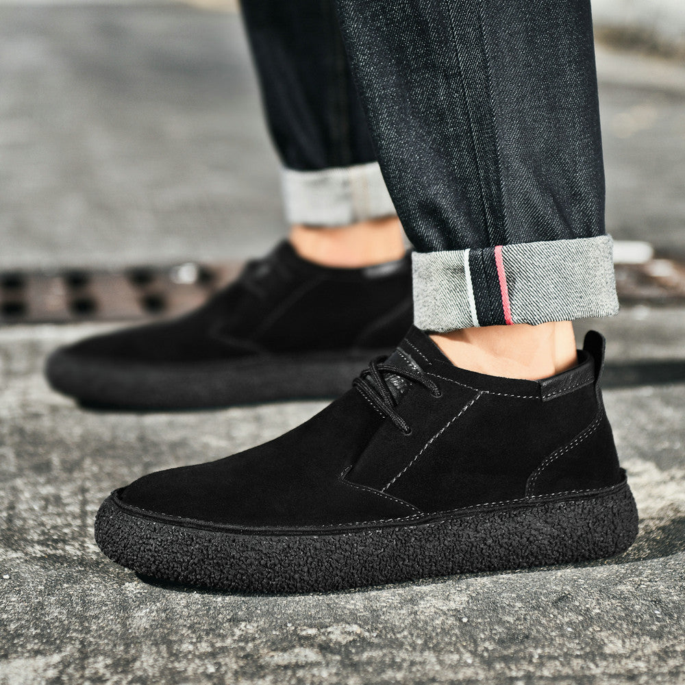Heren Mid-Top Loafers met Textuur en Vetersluiting 4
