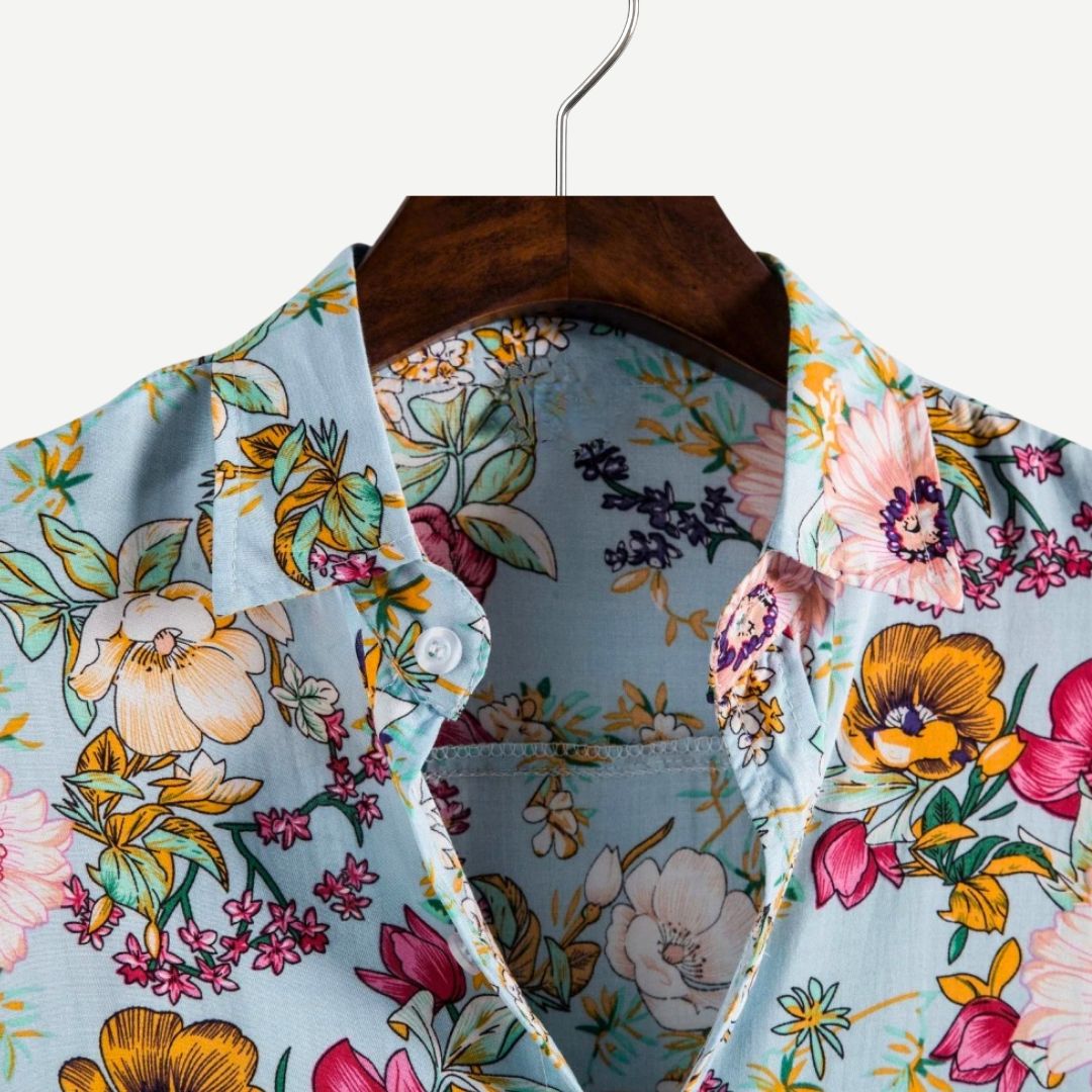 Heren Overhemd Bloemenprint Luchtig Katoen 2
