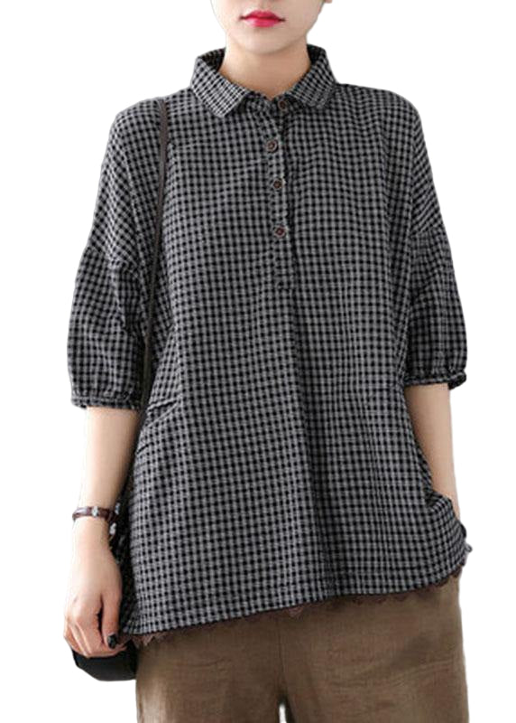 Heren Overhemd Halve Mouw Geruit Met Uniek Patchworkdesign 0