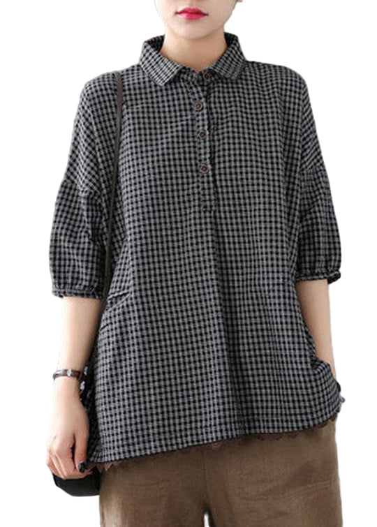 Heren Overhemd Halve Mouw Geruit Met Uniek Patchworkdesign 0