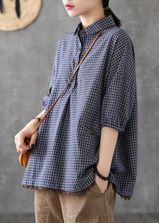 Heren Overhemd Halve Mouw Geruit Met Uniek Patchworkdesign 2