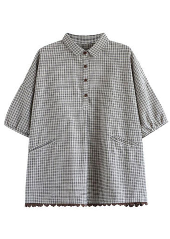 Heren Overhemd Halve Mouw Geruit Met Uniek Patchworkdesign 4