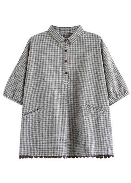 Heren Overhemd Halve Mouw Geruit Met Uniek Patchworkdesign 4