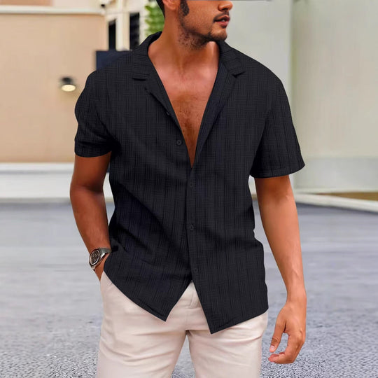 Heren Overhemd Knoopsluiting Korte Mouwen Casual 1