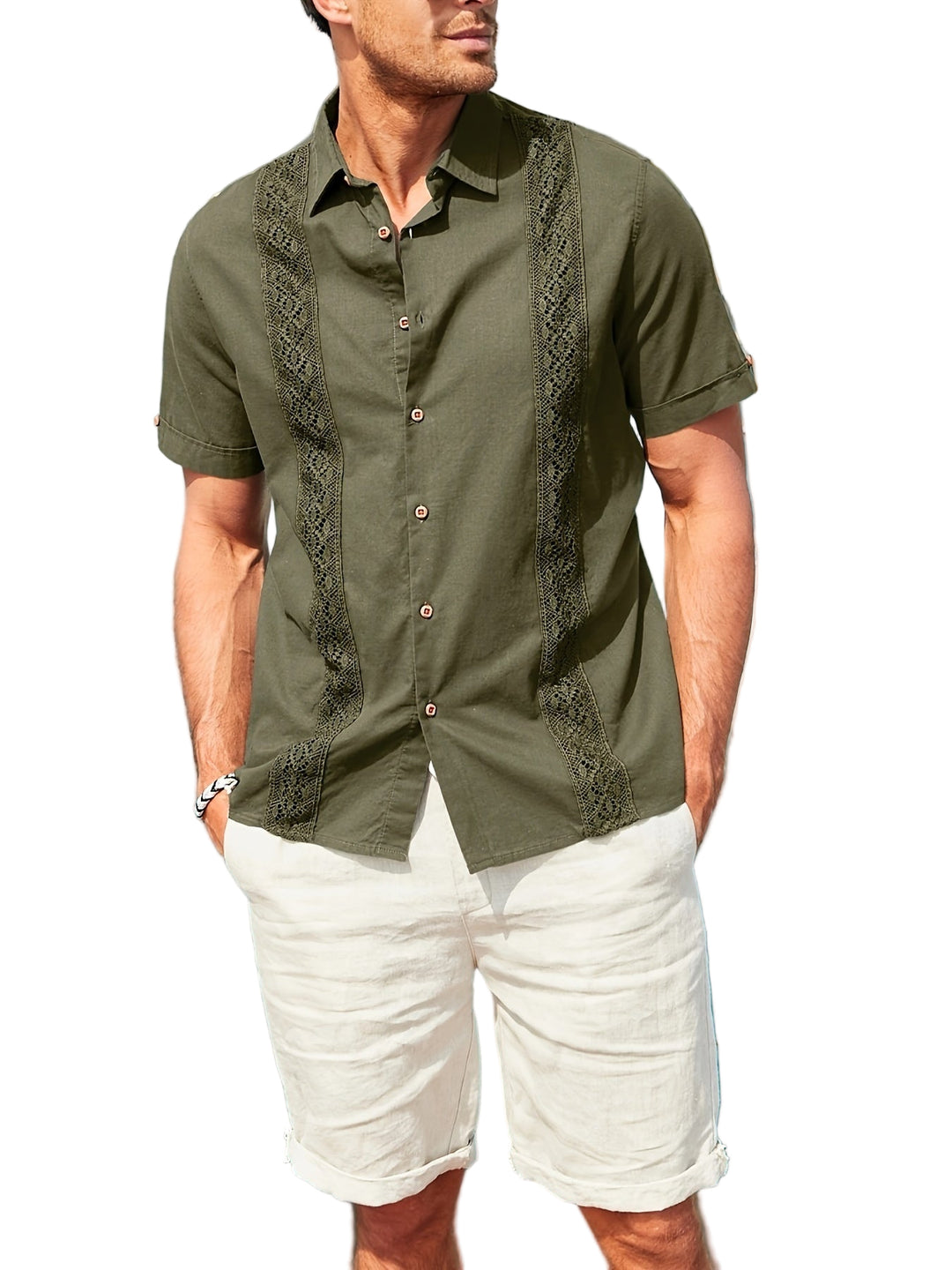 Heren Overhemd Korte Mouwen Bohemian Casual Stijl 0
