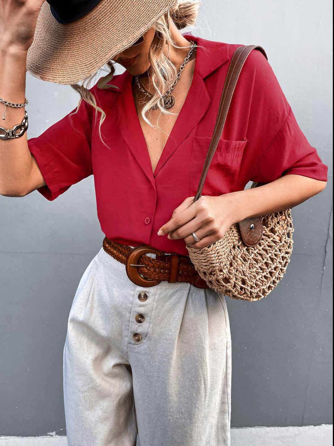 Heren Overhemd Korte Mouwen Effen Polyester Met Kraag 2