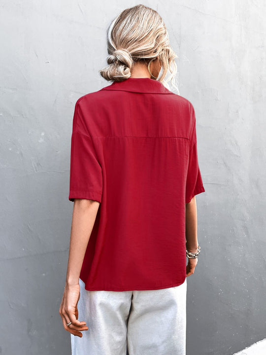 Heren Overhemd Korte Mouwen Effen Polyester Met Kraag 4