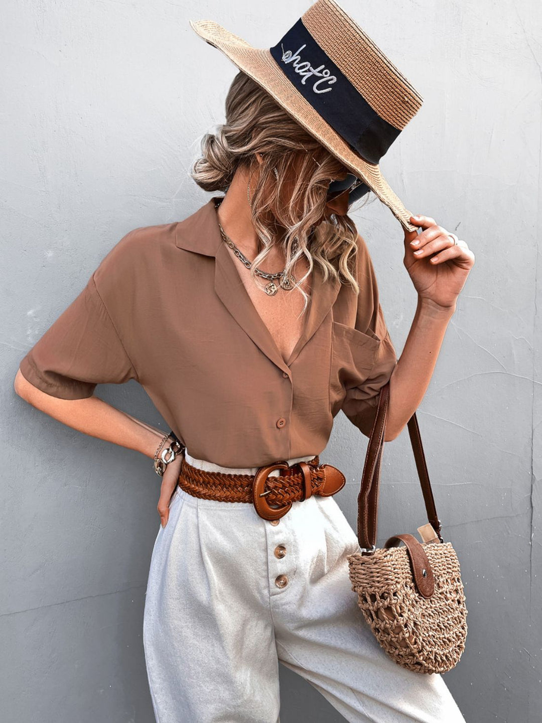 Heren Overhemd Korte Mouwen Effen Polyester Met Kraag 8