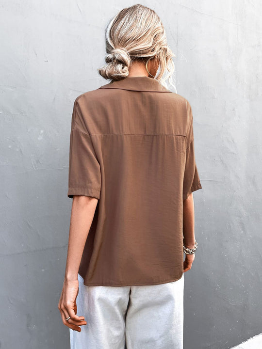 Heren Overhemd Korte Mouwen Effen Polyester Met Kraag 9