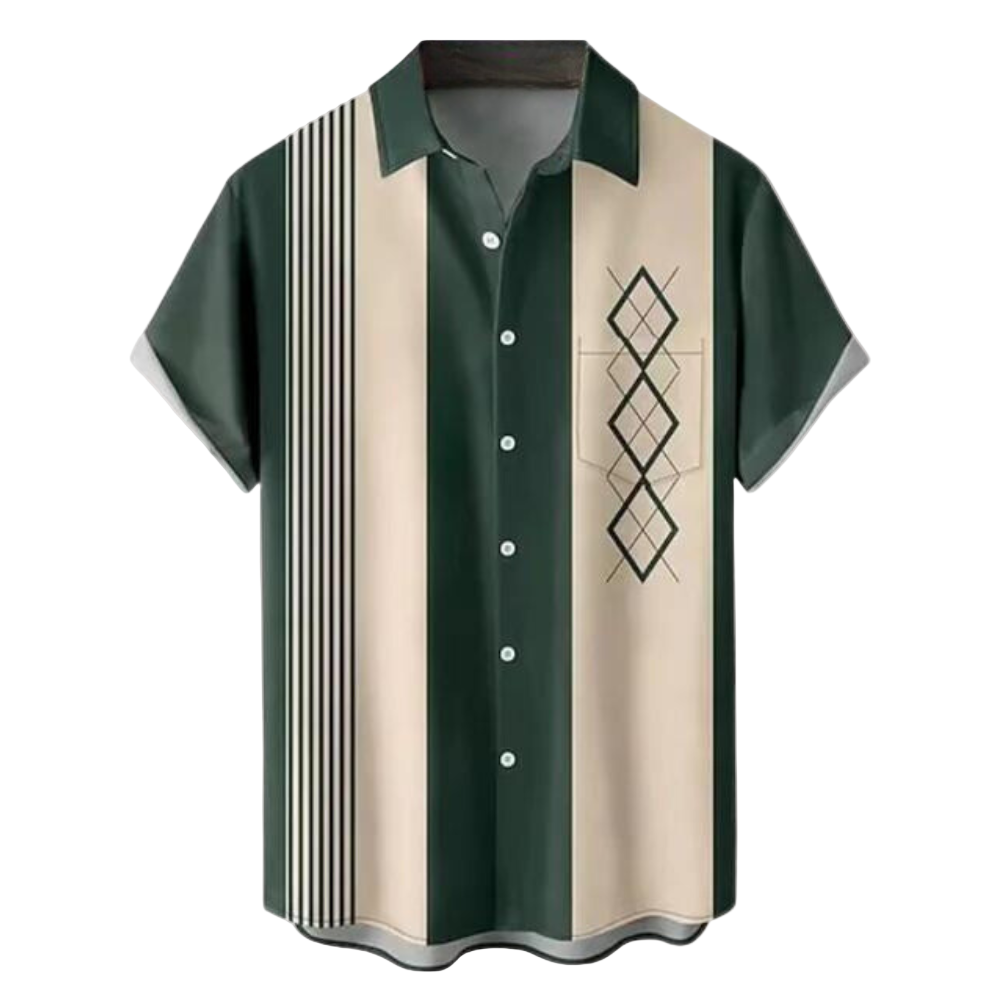 Heren Overhemd Korte Mouwen Retro Stijl 0