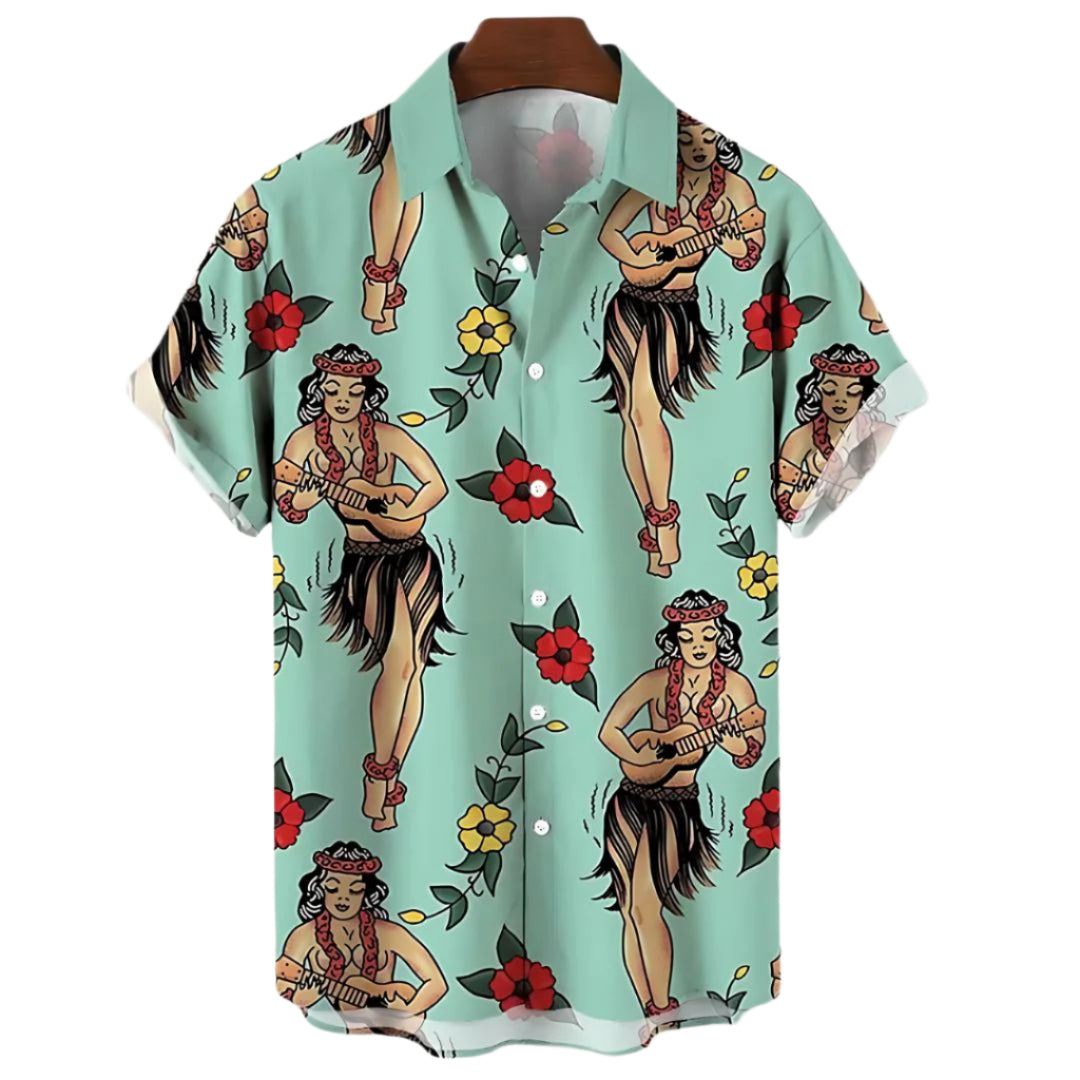 Heren Overhemd Luau Vibes Luchtig Katoen 0