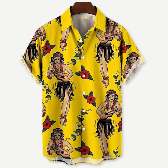Heren Overhemd Luau Vibes Luchtig Katoen 1