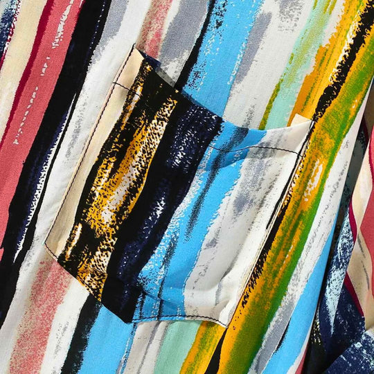 Heren Overhemd Met Multikleurige Strepen Casual Stijl 3