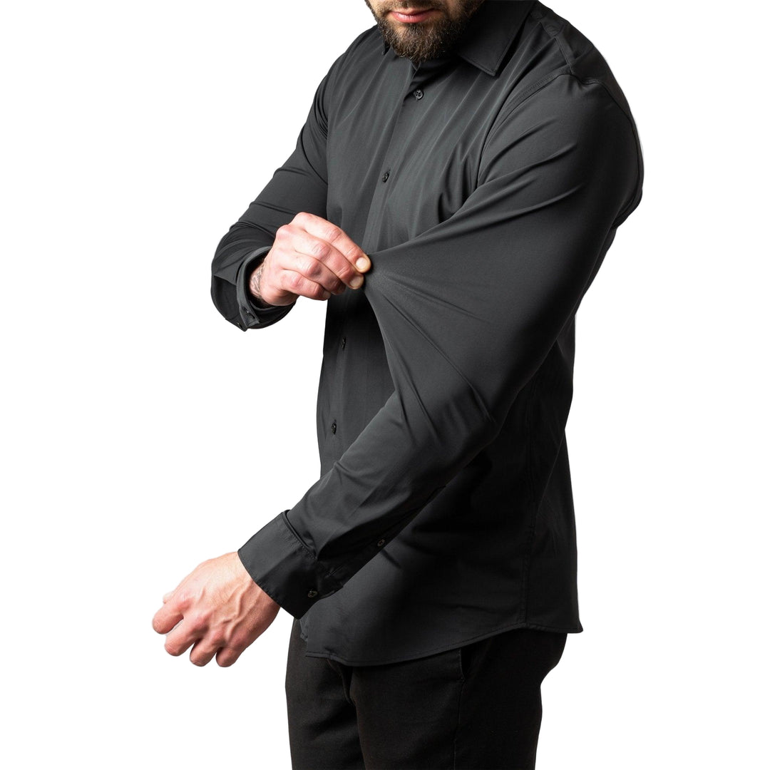 Heren Overhemd Met Stretch en Geen Strijkwerk, Ademend en Lichtgewicht, Moderne Snit 0