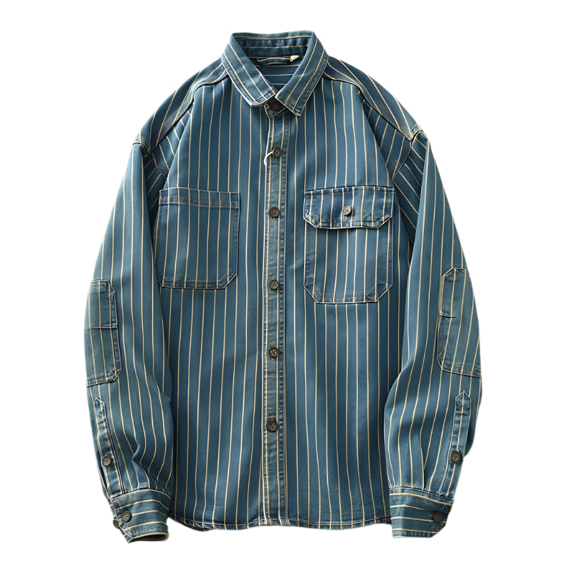 Heren Overhemd Vintage Katoen Met Knoopsluiting 0