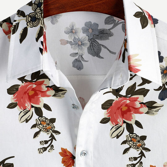 Heren Overhemd Vliegende Bloemen Ontwerp Luchtig 2