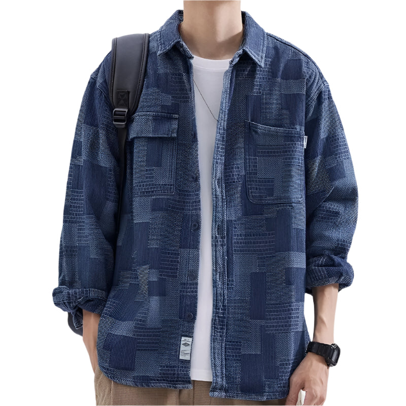 Heren Overshirt Casual Abstract Patroon Katoen 0