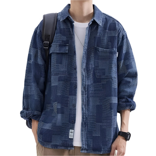 Heren Overshirt Casual Abstract Patroon Katoen 0