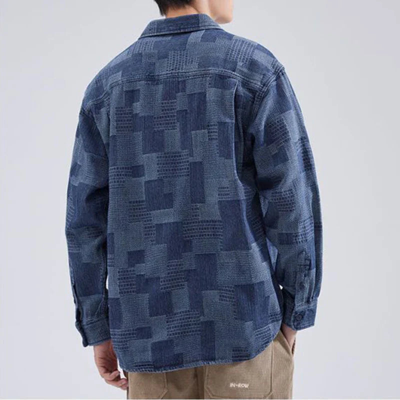Heren Overshirt Casual Abstract Patroon Katoen 1